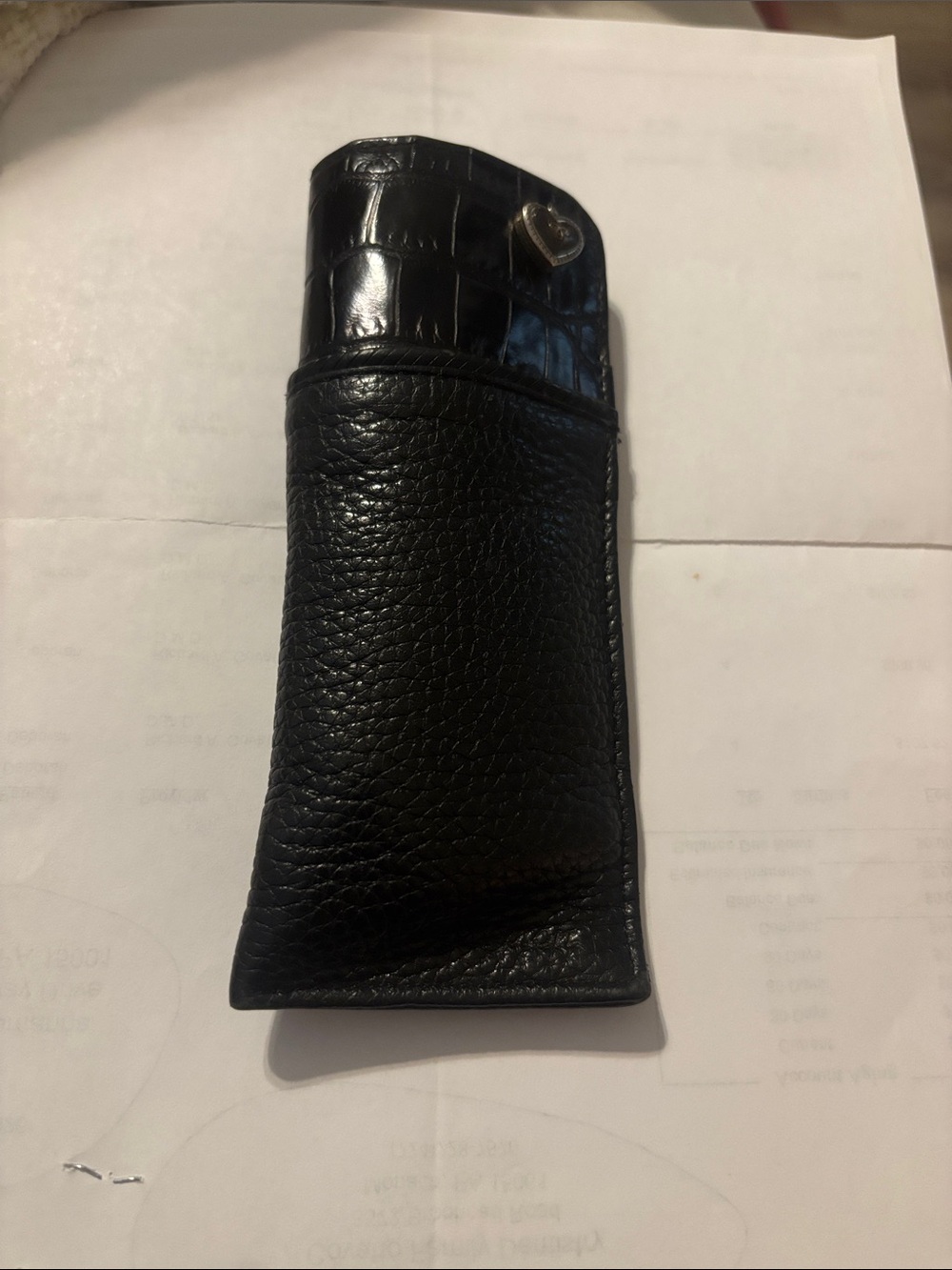 Brighton Black Leather Sunglass or Eyeglass Sleeve with Croc Accent